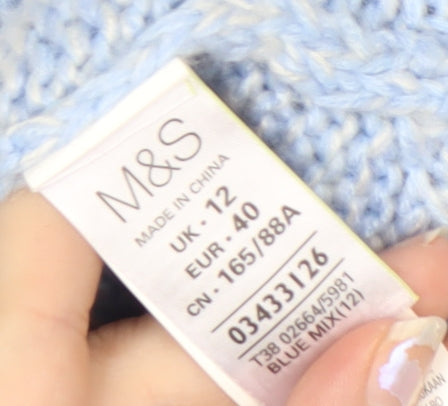 Marks and Spencer Women’s Blue Robin Christmas Pullover Jumper Size 12