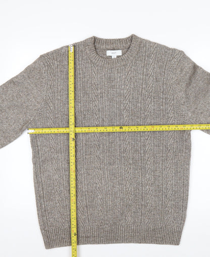 NEXT Men's Beige Cable-Knit Wool Blend Crew Neck Jumper M