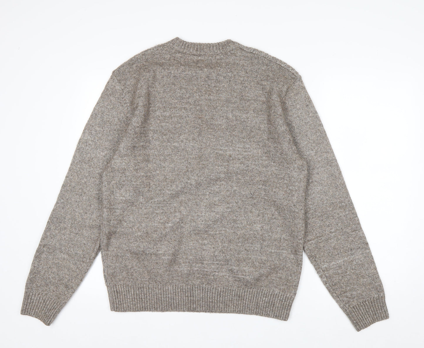 NEXT Men's Beige Cable-Knit Wool Blend Crew Neck Jumper M