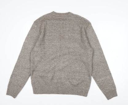 NEXT Men's Beige Cable-Knit Wool Blend Crew Neck Jumper M