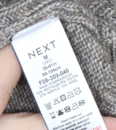 NEXT Men's Beige Cable-Knit Wool Blend Crew Neck Jumper M