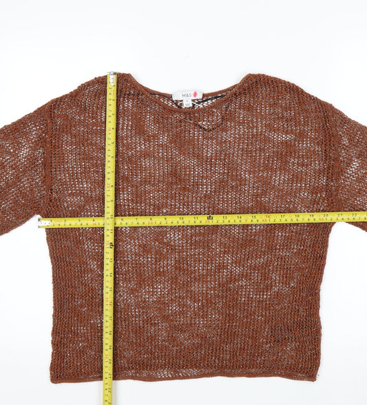 Marks and Spencer Women’s Brown Open-Knit Pullover Jumper Size M