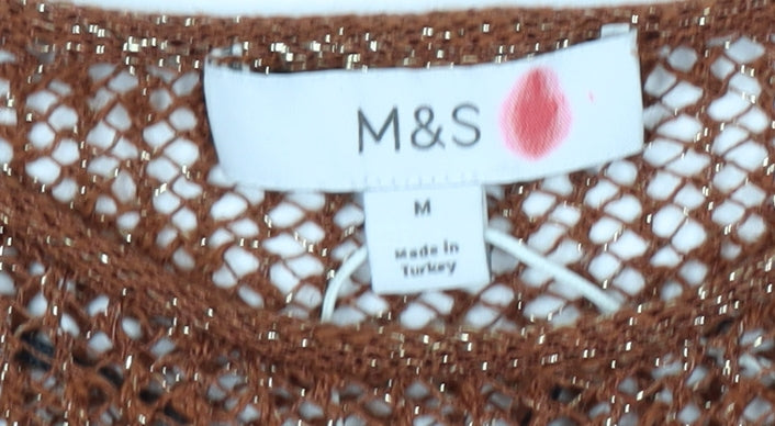 Marks and Spencer Women’s Brown Open-Knit Pullover Jumper Size M