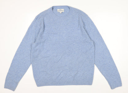 Marks and Spencer Men's Blue Wool Crew Neck Jumper Size L