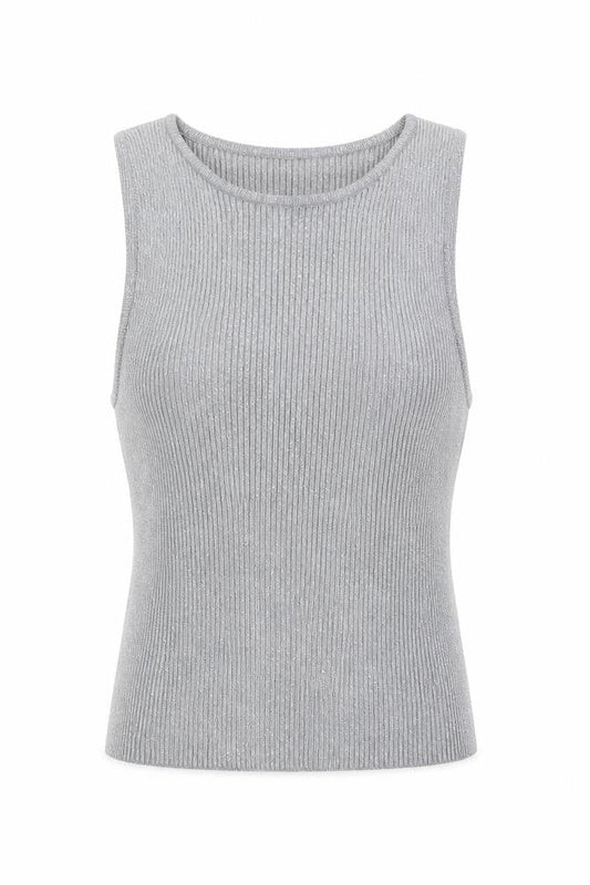 Zara Women Grey Ribbed Knit Cropped Tank Top Size S