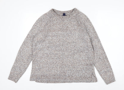 Lands' End Men's Beige Knit Cotton Blend Pullover Jumper Size L