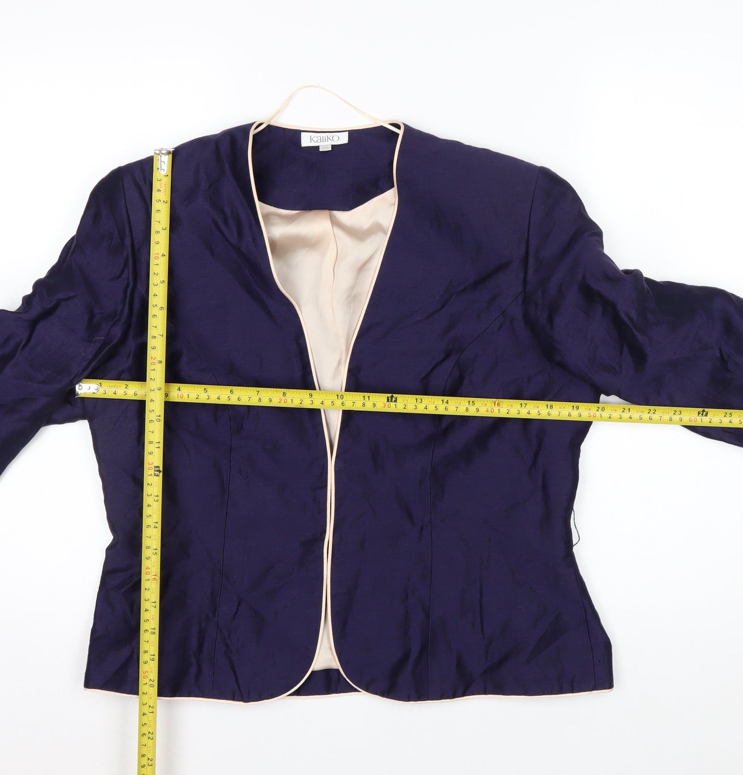 Kaliko Women's Blue Linen Blend Suit Jacket Size 16 Lined Lightweight
