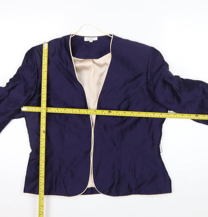 Kaliko Women's Blue Linen Blend Suit Jacket Size 16 Lined Lightweight