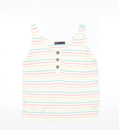 Marks and Spencer Women's Multicoloured Striped Knit Tank Top M
