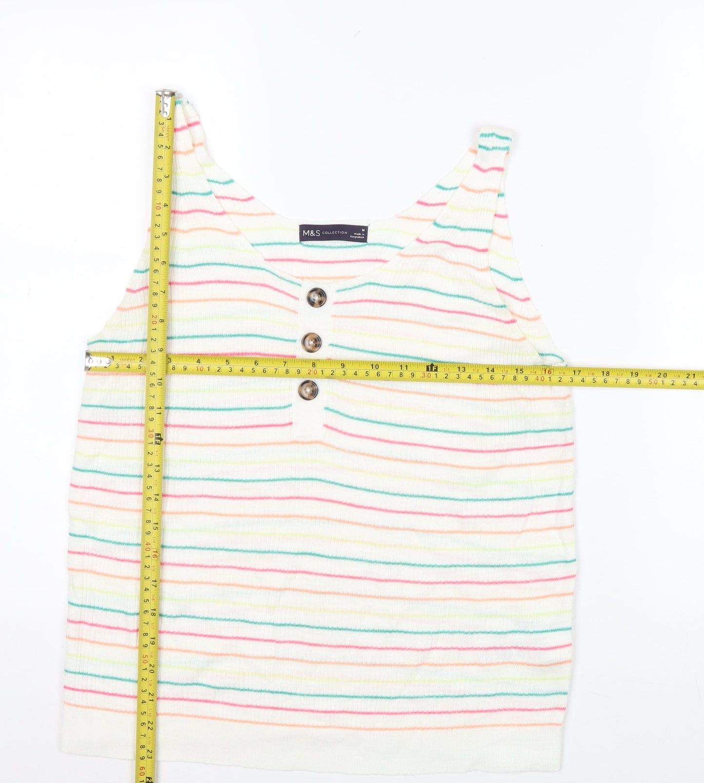 Marks and Spencer Women's Multicoloured Striped Knit Tank Top M