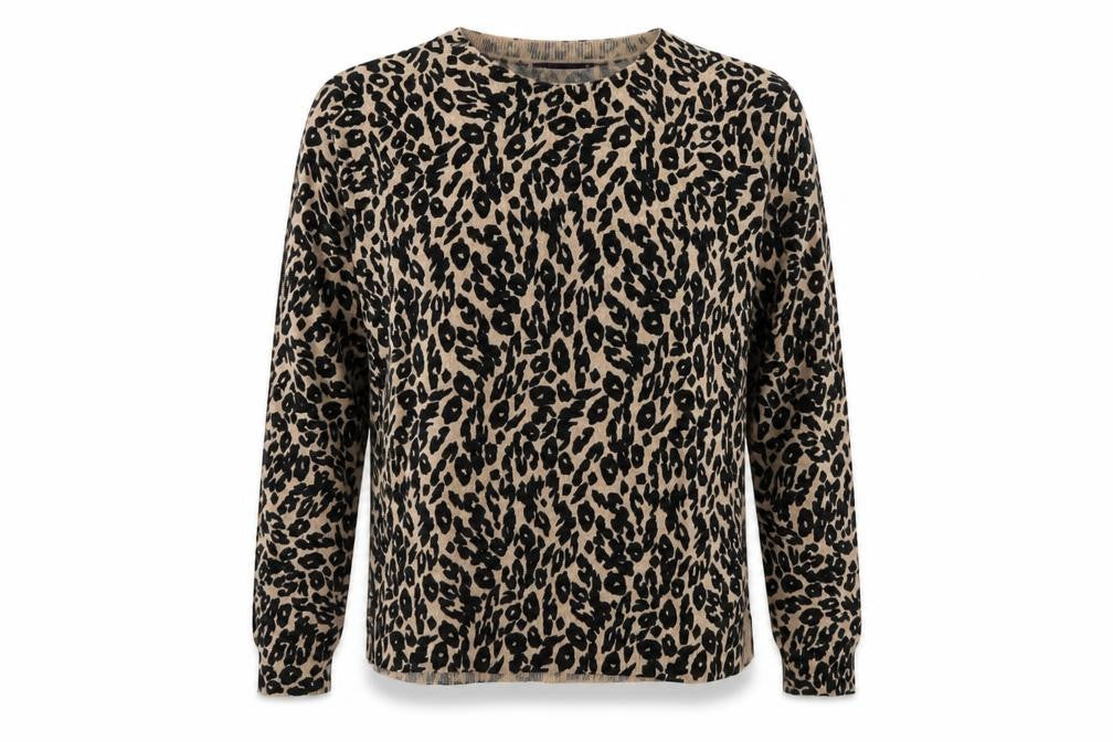 Marks and Spencer Women Beige Leopard Print Acrylic Jumper Size 14
