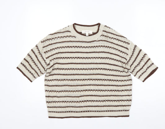 Marks and Spencer Per Una Women Beige Brown Striped Knit Jumper M