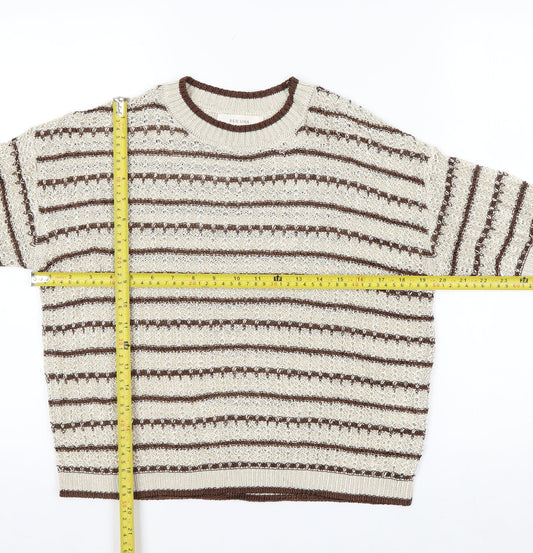 Marks and Spencer Per Una Women Beige Brown Striped Knit Jumper M