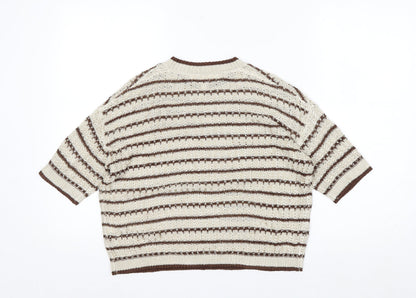 Marks and Spencer Per Una Women Beige Brown Striped Knit Jumper M