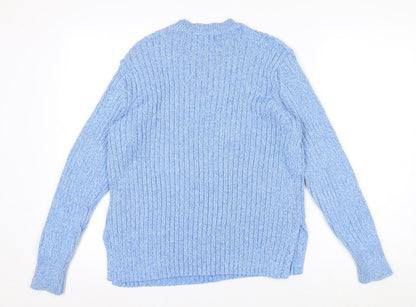 Marks and Spencer Women’s Blue Cotton Crew Neck Chunky Knit Jumper Size 14