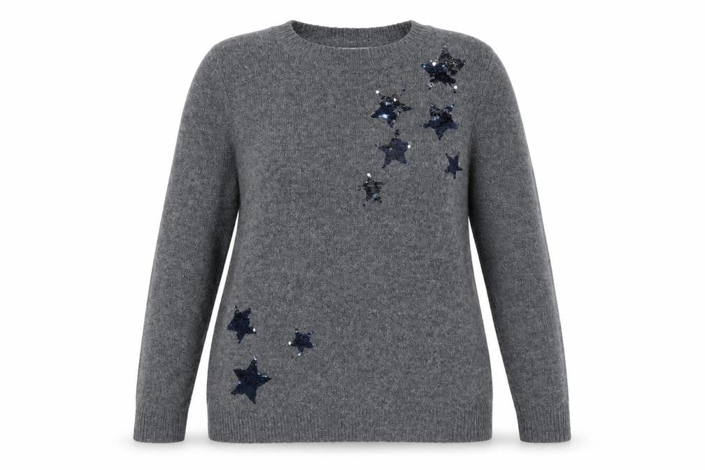 Next Women's Grey Sequin Star Pullover Jumper Size 16