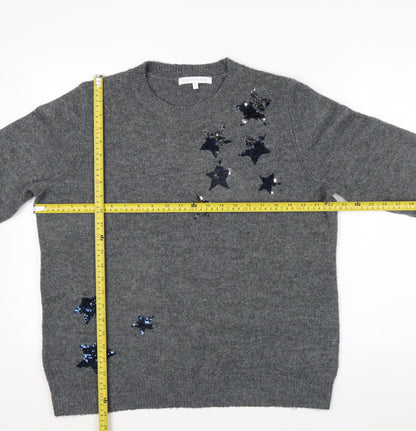 Next Women's Grey Sequin Star Pullover Jumper Size 16