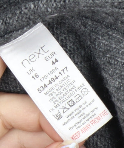Next Women's Grey Sequin Star Pullover Jumper Size 16