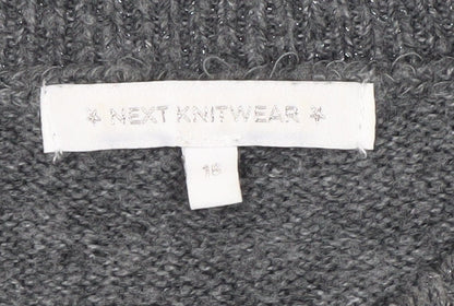 Next Women's Grey Sequin Star Pullover Jumper Size 16
