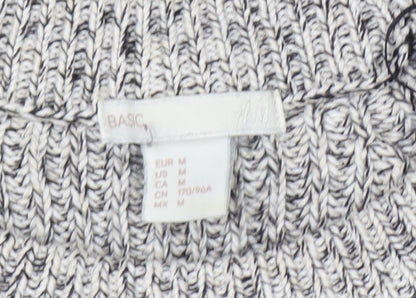 H&M Women Grey Chunky Knit Cotton Blend Crew Neck Jumper Size 12