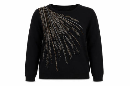 Vida Vi Women's Black Beaded Pullover Jumper Size S Party Knit