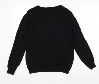 Vida Vi Women's Black Beaded Pullover Jumper Size S Party Knit