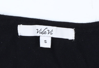 Vida Vi Women's Black Beaded Pullover Jumper Size S Party Knit