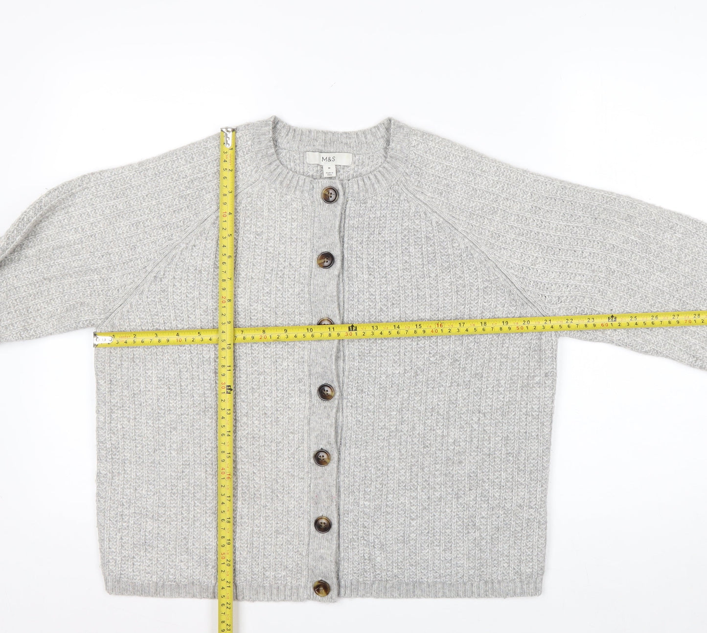 Marks and Spencer Womens Grey Chunky Knit Cardigan Size M