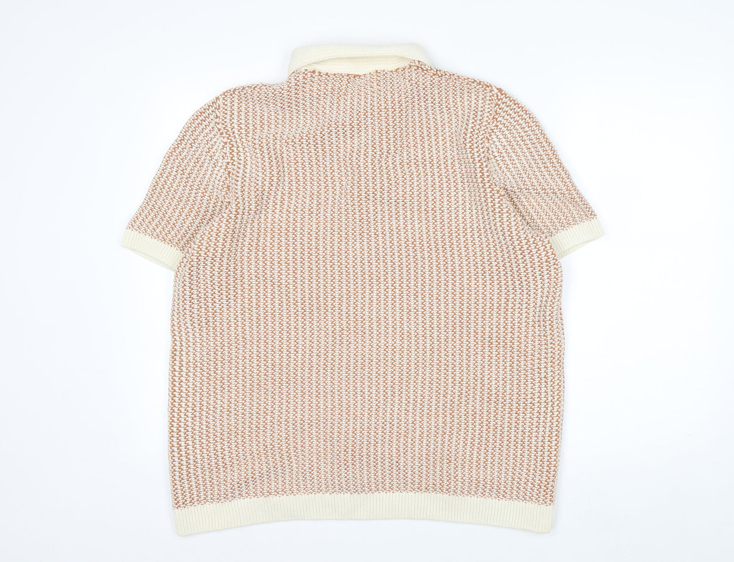 Marks and Spencer Men’s Beige Cotton Knit Polo Shirt XL Regular Fit