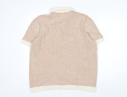Marks and Spencer Men’s Beige Cotton Knit Polo Shirt XL Regular Fit