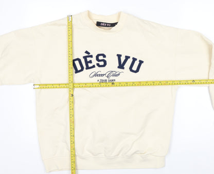 Dès Vu Women's Beige Pullover Sweatshirt XS Cotton Blend