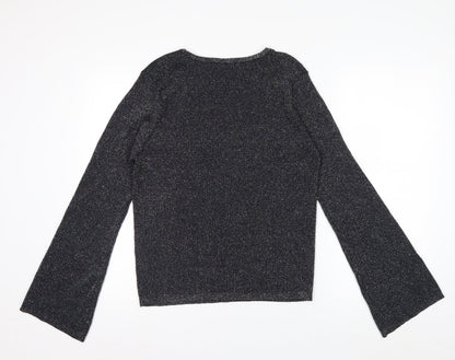 Marks and Spencer Women’s Black Glitter Knit Long Sleeve Top XL