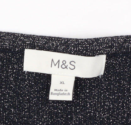 Marks and Spencer Women’s Black Glitter Knit Long Sleeve Top XL