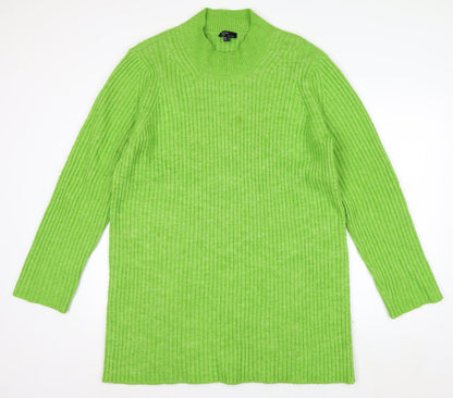 Nobody's Child Women Green Mock Neck Ribbed Long Sleeve Jumper L