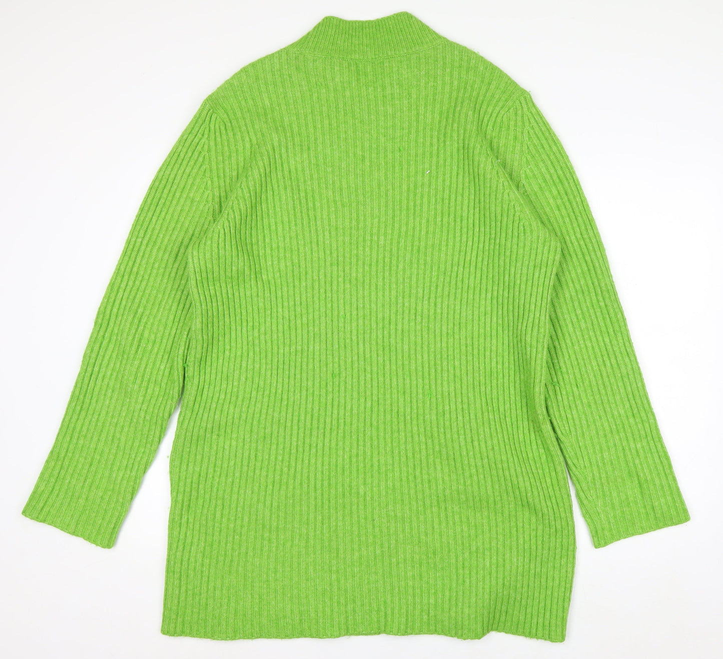 Nobody's Child Women Green Mock Neck Ribbed Long Sleeve Jumper L