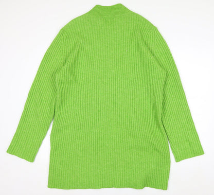 Nobody's Child Women Green Mock Neck Ribbed Long Sleeve Jumper L