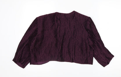 Laura Petites Purple Crinkle Woven Beaded Petite Blazer Women’s Size 14