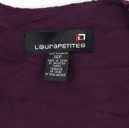 Laura Petites Purple Crinkle Woven Beaded Petite Blazer Women’s Size 14