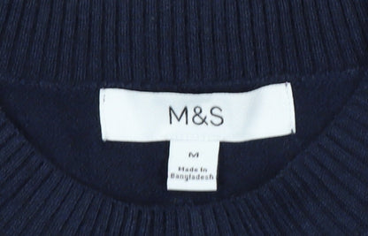 Marks and Spencer Men's Blue Striped Crew Neck Pullover Jumper Size M