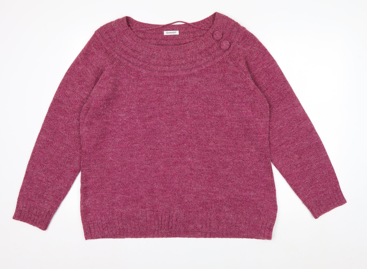 Damart Women’s Pink Crew Neck Pullover Jumper XL 22/24 Acrylic Blend