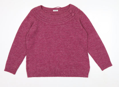 Damart Women’s Pink Crew Neck Pullover Jumper XL 22/24 Acrylic Blend
