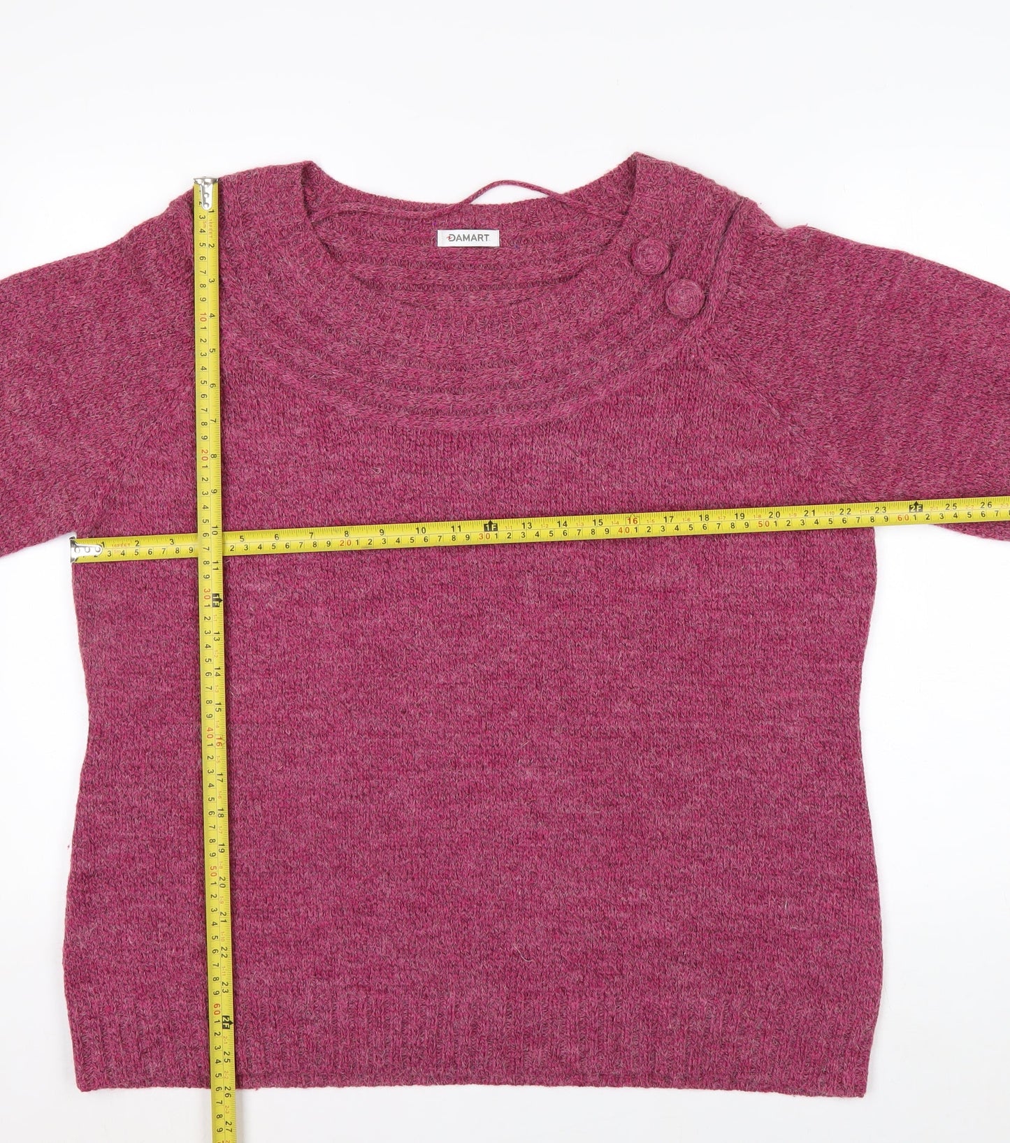 Damart Women’s Pink Crew Neck Pullover Jumper XL 22/24 Acrylic Blend
