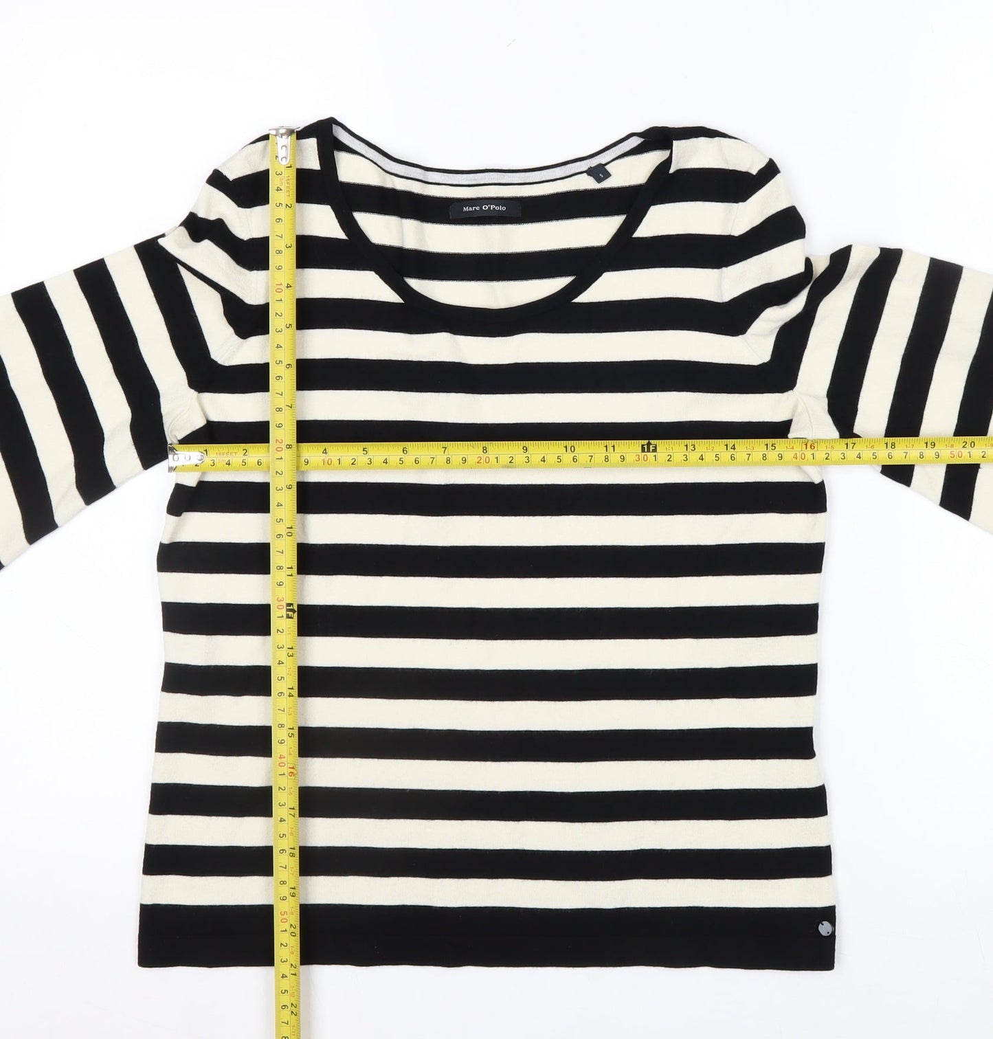 Marc O'Polo Women's Black & White Striped 3/4 Sleeve Jersey Top Size S