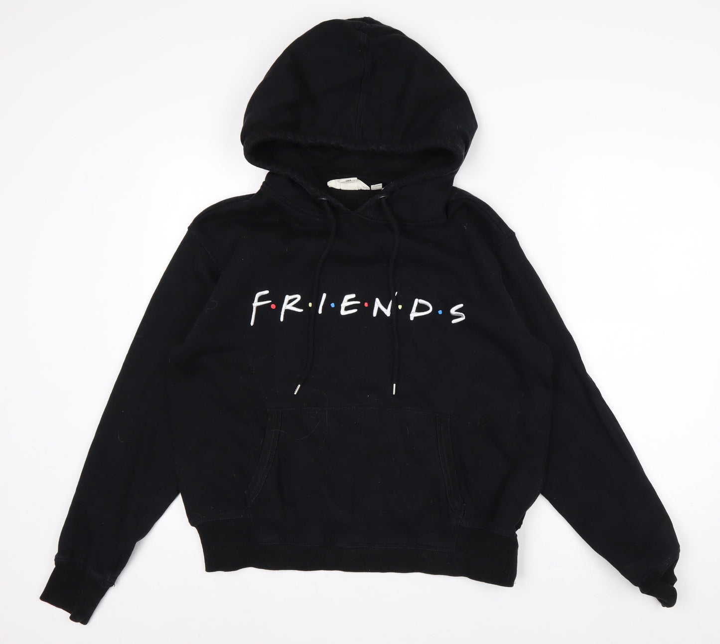 H&M L.O.G.G. Men's Black Friends Pullover Hoodie M Fleece Graphic