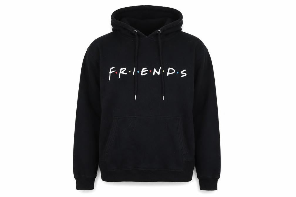H&M L.O.G.G. Men's Black Friends Pullover Hoodie M Fleece Graphic