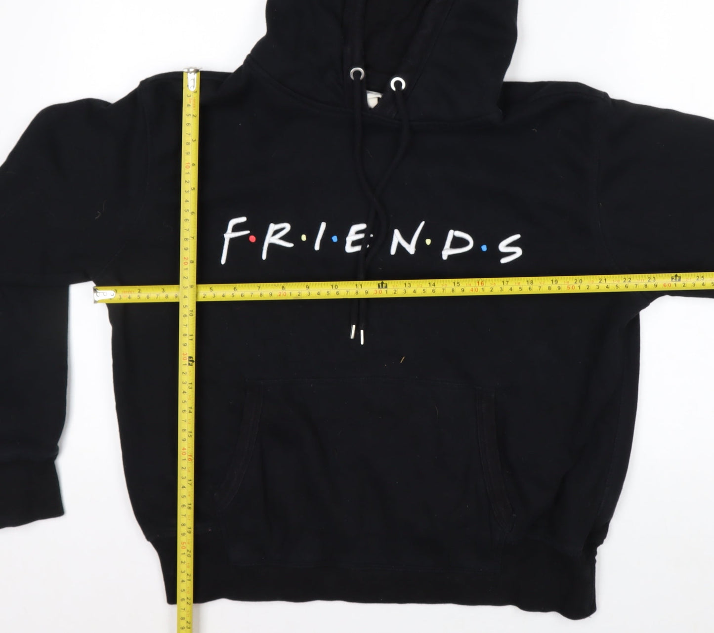 H&M L.O.G.G. Men's Black Friends Pullover Hoodie M Fleece Graphic