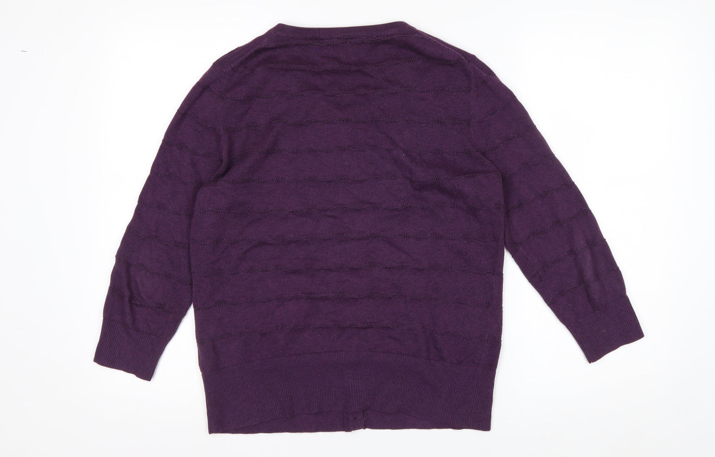 John Rocha Women Purple Cotton Knit Cardigan Size 14