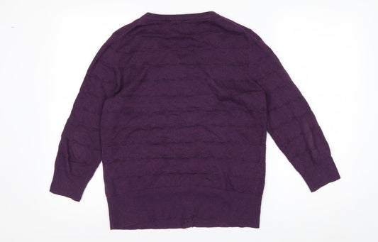 John Rocha Women Purple Cotton Knit Cardigan Size 14