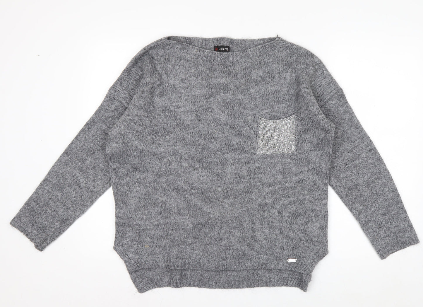 Guess Women’s Grey Chunky-Knit Pullover Jumper Size M