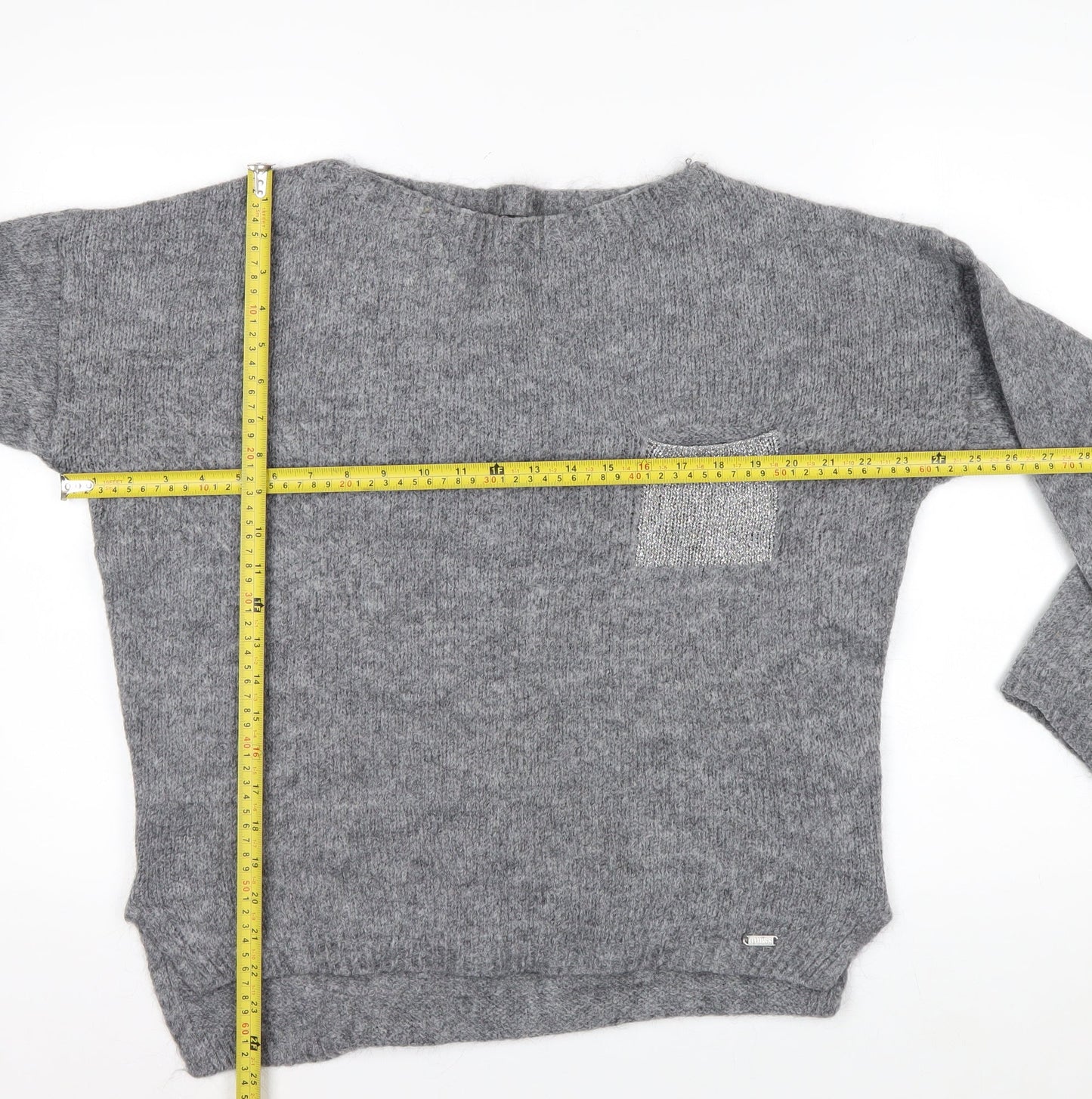 Guess Women’s Grey Chunky-Knit Pullover Jumper Size M